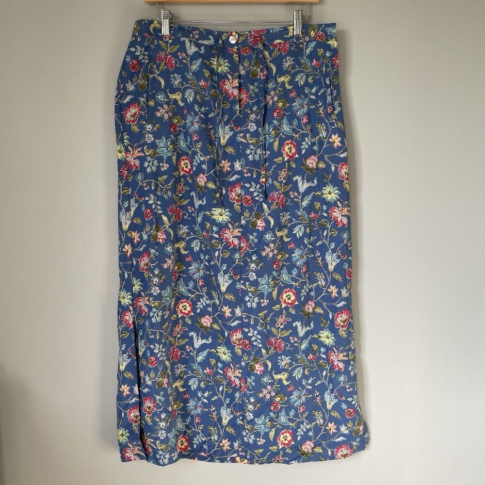 Crazy Horse Vintage Floral Print Maxi Skirt Lightweight Boho Whimsy Blue Size 14